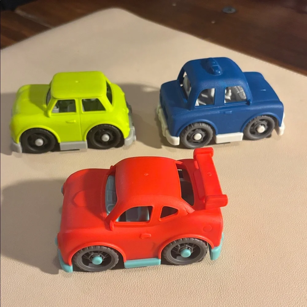 3-Pack Kids Toy Cars in Red, Lime Green, and Blue - Playset